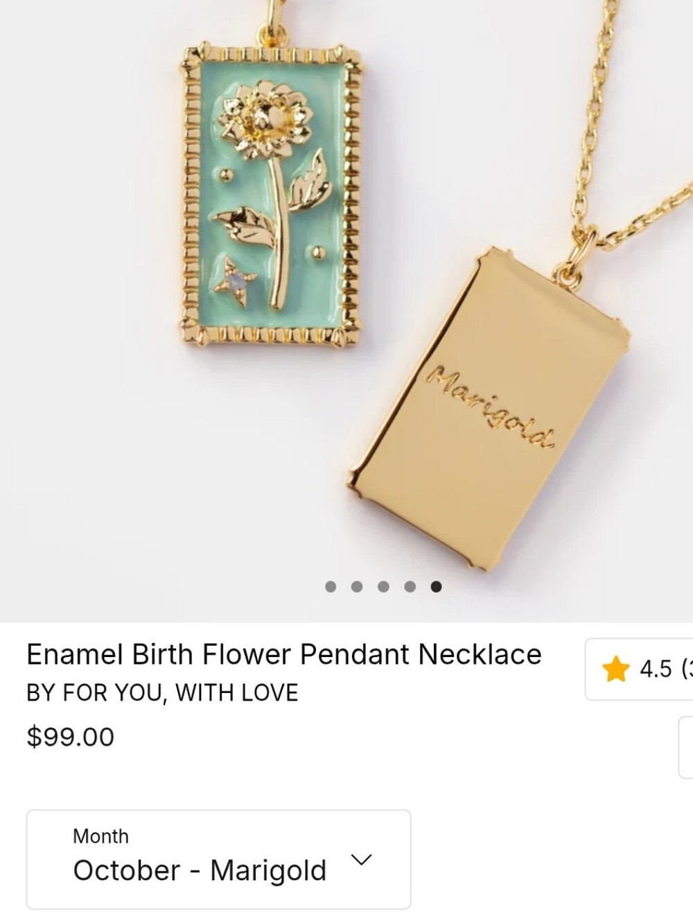 Local Eclectic October Marigold Flower Necklace